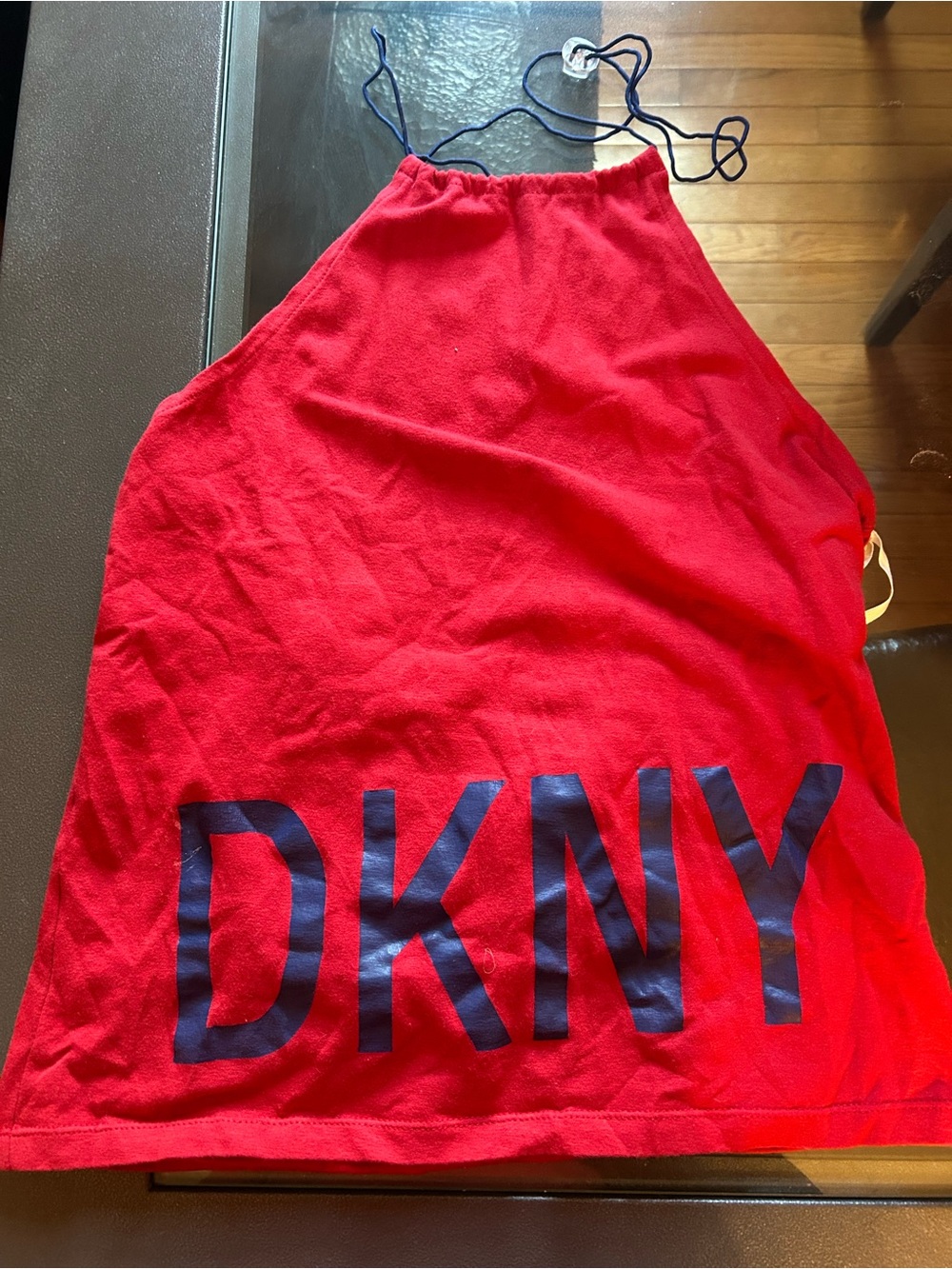DKNY Red Halter Tank with Navy Logo